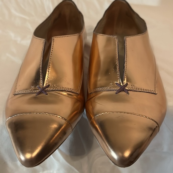 Jay Adoni Vero Cuoio Rose Gold Leather Slip On Pink Pointed Toe Flat W size 7.5 - Picture 6 of 12